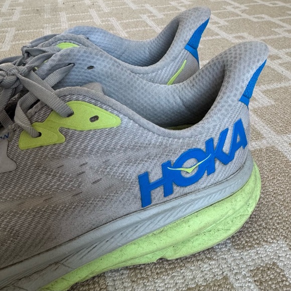 Hoka Clifton 9 Running Shoes Gray Blue Lime Men’s Size 12D - Picture 5 of 10